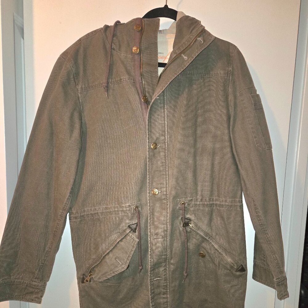 Vintage Weatherproof 3/4 Canvas Hooded Coat -Charcoal - Rugged Urban  -Very Kool